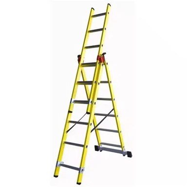 EN131 Extensão padrão de fibra de vidro escada com escada de alumínio FRP 3 Seções escadas
